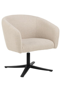 Draaifauteuil Endrup in beige stof met zwart onderstel