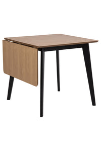 Eetafel Elev 80x80 cm eiken blad-zwarte poot met aanhangblad