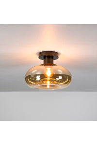 Plafondlamp Sanio amberkleurig glas