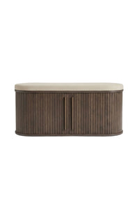 Opbergbank Meta 120 cm dark espresso oak en linnen