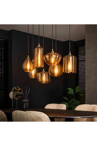 Hanglamp Nura 15-lichts in amber glas