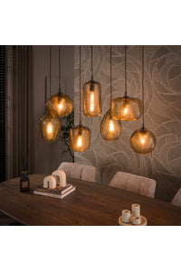 Hanglamp Rosa 7-lichts in smoke bruin glas