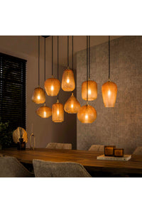 Hanglamp Nove 9-lichts in amber glas