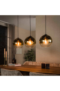 Hanglamp Orio 3-lichts met gouden glazen bollen