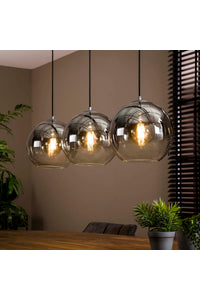 Hanglamp Orio 3-lichts met chroom rookglas bollen