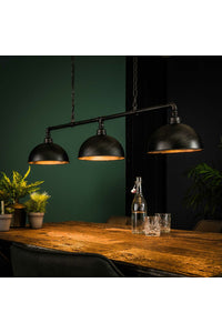 Hanglamp Turia 3-lichts industrieel van waterleidingbuizen zwart