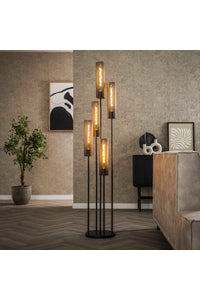 Vloerlamp Vita mesh 5-lichts zwart