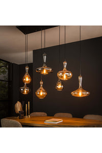 Hanglamp Tollo 7-lichts met glazen kappen