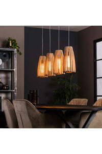Hanglamp Hadamar met 4 kappen in mango hout