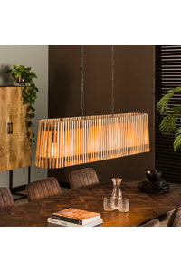 Hanglamp Hadamar met langwerpige kap in mango hout