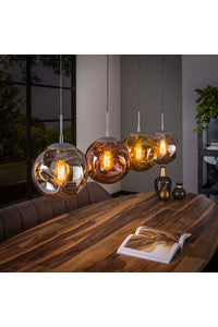 Hanglamp Ripa 4-lichts met gekleurde glazen bollen