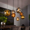 Hanglamp Ripa 7-lichts met gekleurde glazen bollen