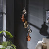 Hanglamp Hoya met 5 kappen in koper,chroom en goud