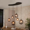 Hanglamp Ripa 6-lichts met rookglas bollen
