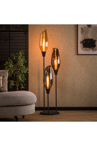 Vloerlamp Tago 3-lichts met gekleurde glazen kappen