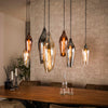 Hanglamp Tago 7-lichts met gekleurde glazen kappen