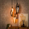 Hanglamp Tago 5-lichts getrapt met gekleurde glazen kappen