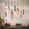 Hanglamp Tago 7-lichts sienna bruin frosted glas