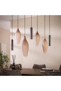 Hanglamp Tago 7-lichts sienna bruin frosted glas