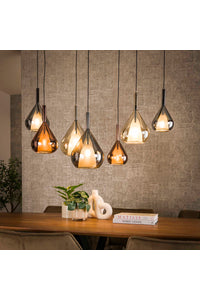 Hanglamp Susa 7-lichts met druppelvormige glazen