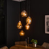 Hanglamp Lido 5-lichts getrapt in amber glas