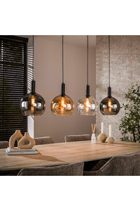 Hanglamp Fano 4-lichts met gekleurde glazen bollen