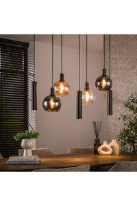 Hanglamp Fano 7-lichts tricolore in artic zwart