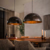 Hanglamp Loir 2-lichts met metalen kappen in urban bruin