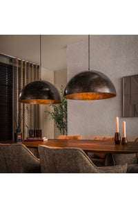 Hanglamp Loir 2-lichts met metalen kappen in urban bruin