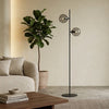 ETH Expo Trading vloerlamp Davina met 2 smoked glazen bollen