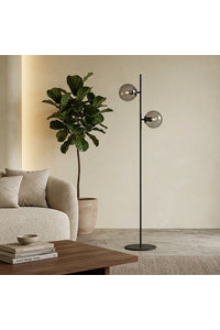 ETH Expo Trading vloerlamp Davina met 2 smoked glazen bollen