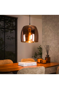 Hanglamp Trino met koper kleurige glazen kap