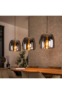 Hanglamp Trino 3-lichts met smoke grey glazen kappen