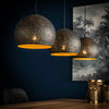 Hanglamp Nago 3-lichts met zwart/bruine gaatjes kappen