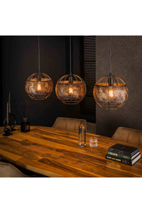 Hanglamp Luni 3-lichts in zwart/bruin