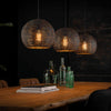 Hanglamp Luni 3-lichts in zwart/bruine bollen kappen