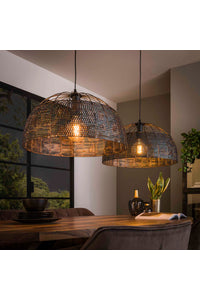 Hanglamp Hilchen met 2 ronde zwart bruine metalen kappen