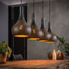 Hanglamp Nago 4-lichts met zwart/bruine gaatjes kegelkapjes
