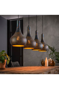 Hanglamp Altena met 4 kegels in zwart bruin