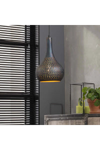 Hanglamp Nago met zwart/bruine gaatjes kegelkapje