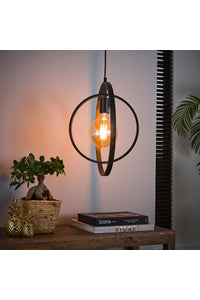Hanglamp Breno charcoal met metalen draaibare ringen
