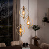 Hanglamp Breno 3-lichts beige getrapt met metalen draaibare ringen