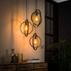 Hanglamp Breno 3-lichts charcoal getrapt met metalen draaibare ringen