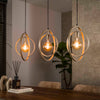 Hanglamp Breno 3-lichts beige met metalen draaibare ringen