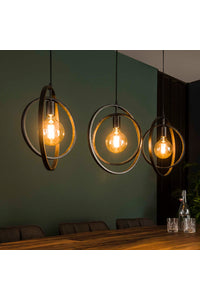 Hanglamp Breno 3-lichts charcoal met metalen draaibare ringen