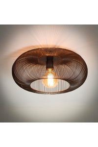 Plafondlamp Frankenberg disk vorm in zwart metaal ø43 cm
