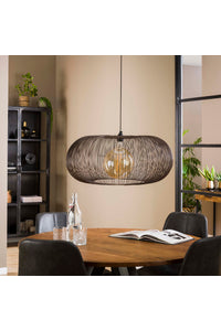 Hanglamp Frankenberg disk vorm in zwart metaal ø70 cm
