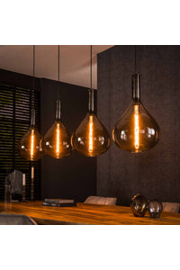 Hanglamp Cairo 4-lichts met glazen smoke kappen