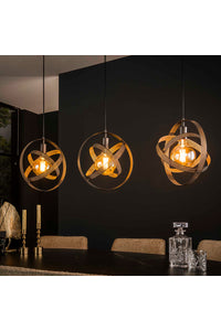 Hanglamp Blois 3-lichts met metalen ringen zwart