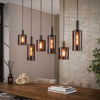 Hanglamp Cento 6-lichts met glazen kappen sienna bruin